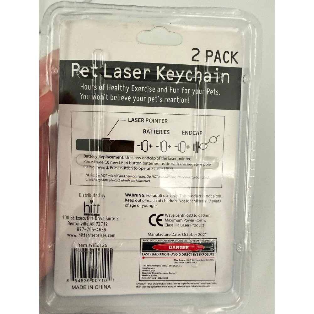 Hitt Brands Pet Laser Keychain 2 Pack White Blue Paw Print Interactive Toy New